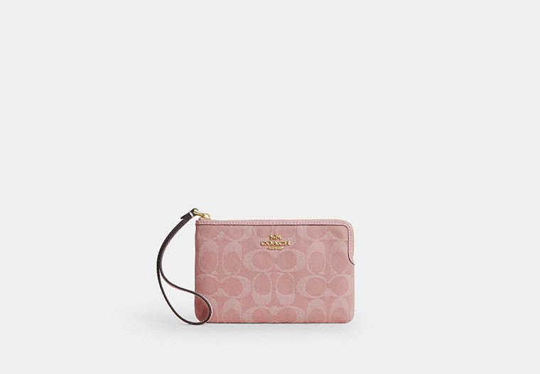 Corner Zip Wristlet - Gold/Light Pink