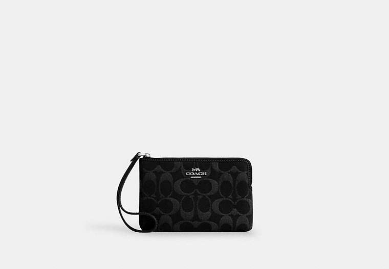 Corner Zip Wristlet - Silver/Black
