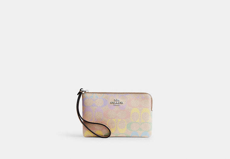 Corner Zip Wristlet - Silver/SAND MULTI