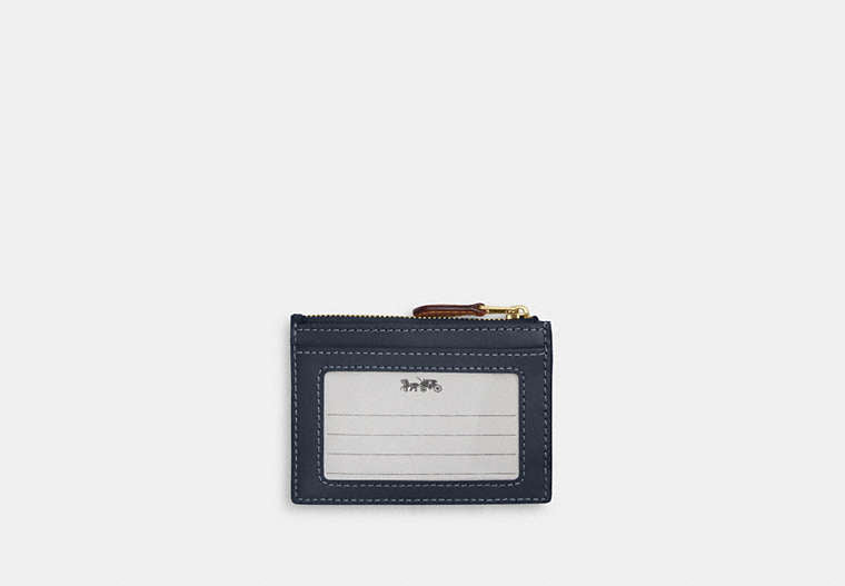 Mini Skinny ID Case In Signature Chenille - Gold/Indigo