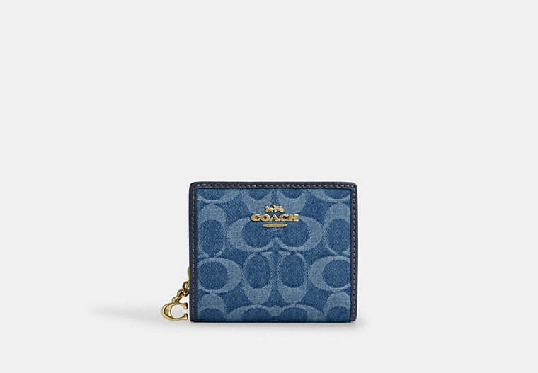 Snap Wallet In Signature Chenille - Gold/Indigo