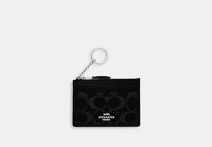 Mini Skinny ID Case In Signature Chenille - Silver/BLACK