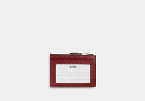 Mini Skinny ID Case In Signature Chenille - Silver/True Red