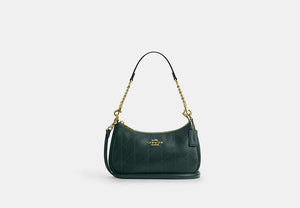 Teri Shoulder Bag With Quilting - Gold/Dark Teal