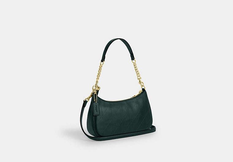 Teri Shoulder Bag With Quilting - Gold/Dark Teal