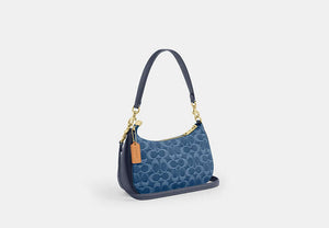 Teri Shoulder Bag In Signature Denim - Gold/Indigo