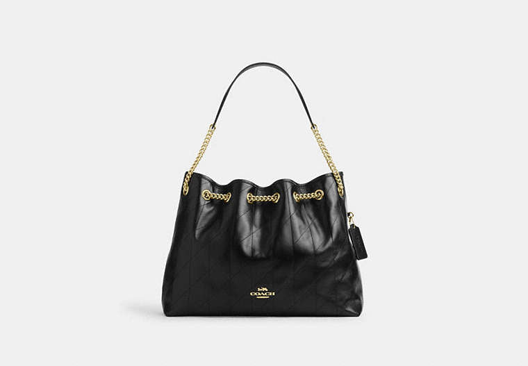 Evelyn Shoulder Bag With Quilting - Gold/Black