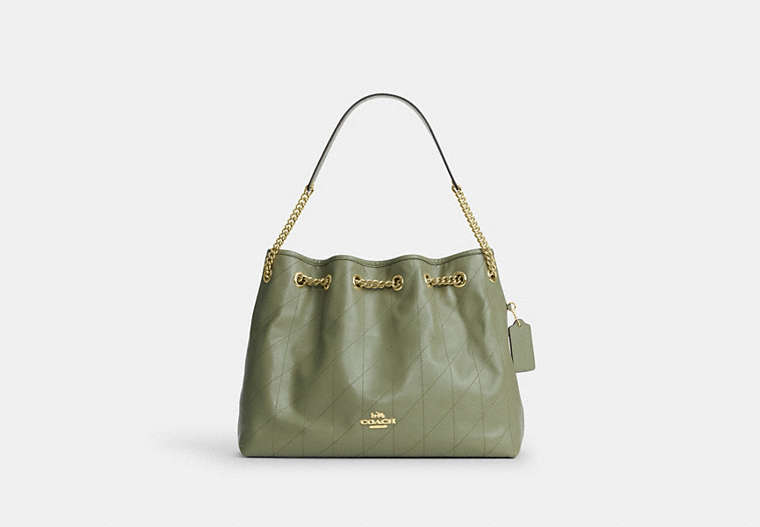 Evelyn Shoulder Bag With Quilting - Gold/Pistachio