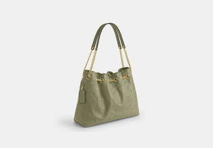 Evelyn Shoulder Bag With Quilting - Gold/Pistachio