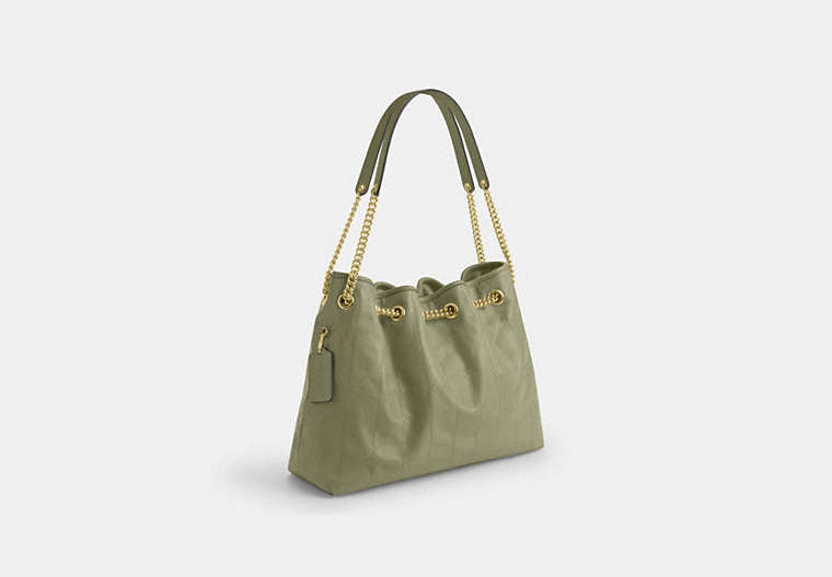 Evelyn Shoulder Bag With Quilting - Gold/Pistachio