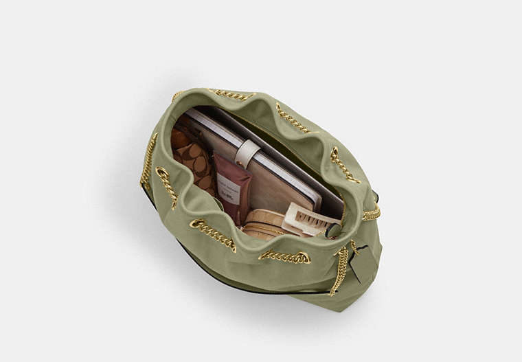 Evelyn Shoulder Bag With Quilting - Gold/Pistachio