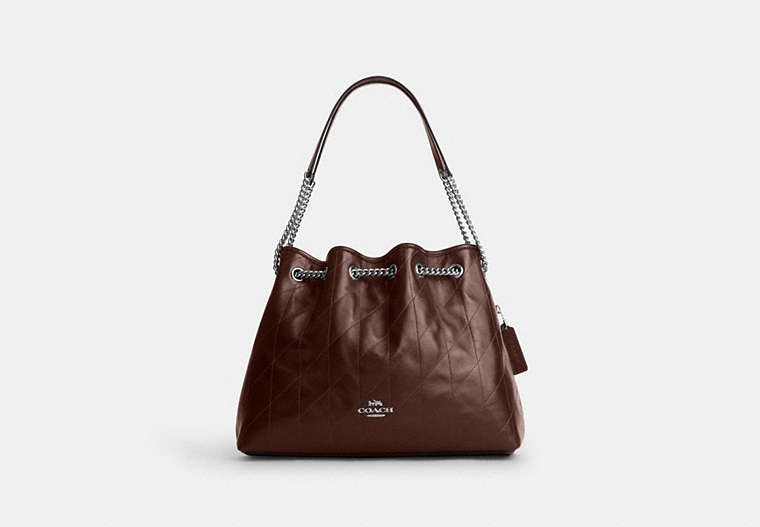 Evelyn Shoulder Bag With Quilting - Silver/Maple