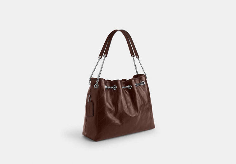 Evelyn Shoulder Bag With Quilting - Silver/Maple