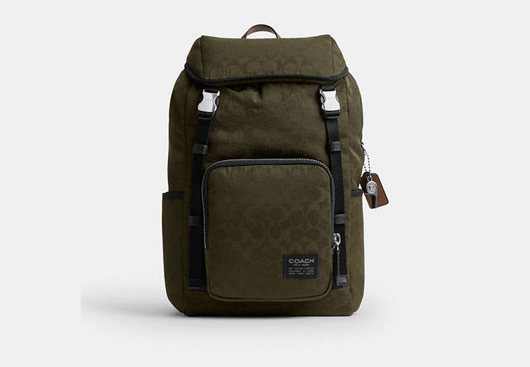 Logan Backpack In Signature Nylon - Dark Moss