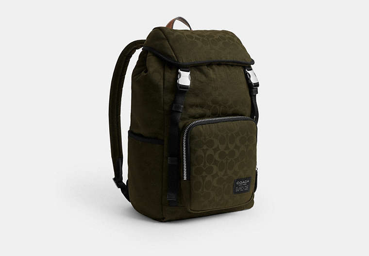 Logan Backpack In Signature Nylon - Dark Moss