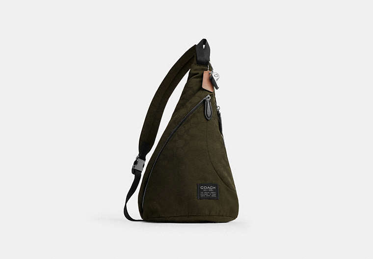 Lachlan Sling In Signature Nylon - Dark Moss