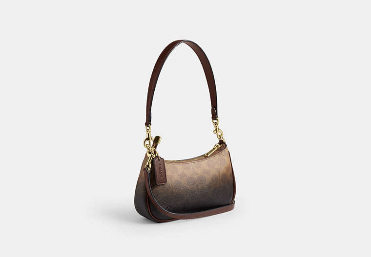 Teri Mini Crossbody Bag In Ombré Signature Canvas - Gold/Brown