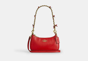 Teri Mini Crossbody Bag With Bows - Gold/Bright Cherry