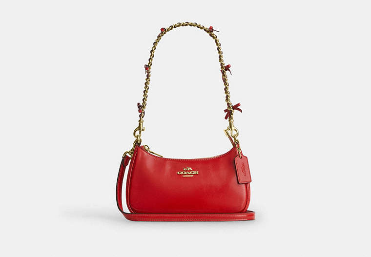 Teri Mini Crossbody Bag - Gold/Bright Cherry