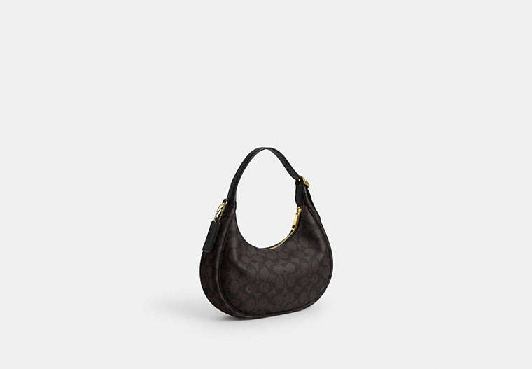 Emily Shoulder Bag In Signature Canvas - Gold/Walnut/Black