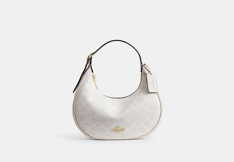 Emily Shoulder Bag In Signature Canvas - Gold/White/Chalk