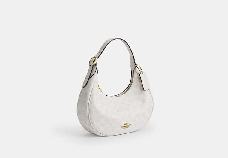 Emily Shoulder Bag In Signature Canvas - Gold/White/Chalk