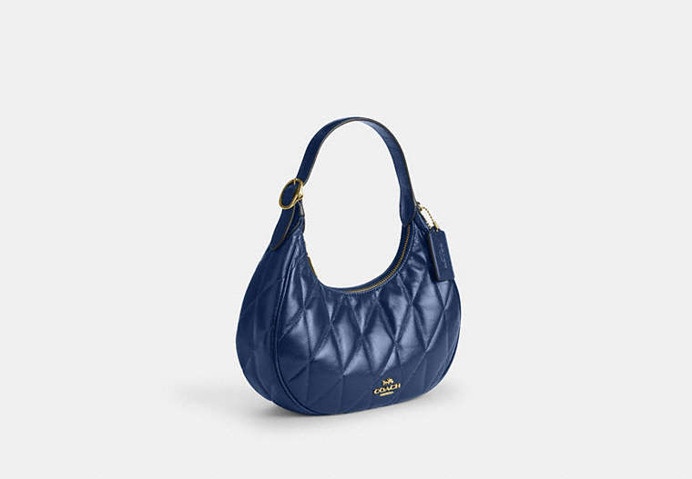 Emily Shoulder Bag With Quilting - Gold/Deep Blue
