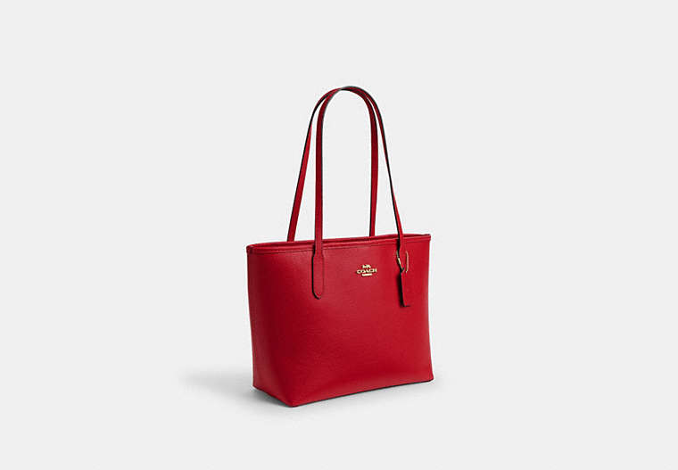 Medium City Tote Bag - Gold/Bright Cardinal