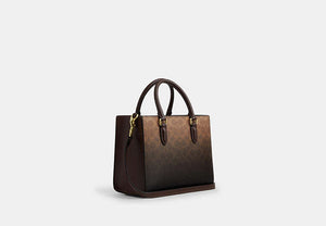 Maggie Small Tote Bag In Ombré Signature Canvas - Gold/Brown