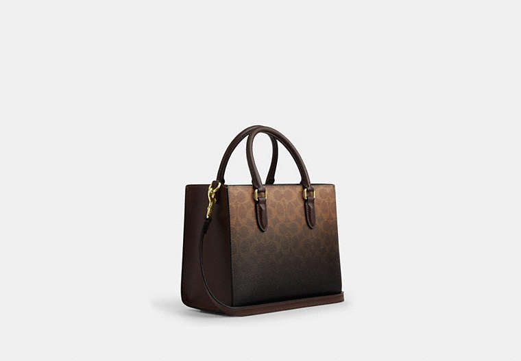 Maggie Small Tote Bag In Ombré Signature Canvas - Gold/Brown