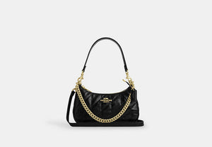 Teri Shoulder Bag With Bows And Charms - Gold/Black