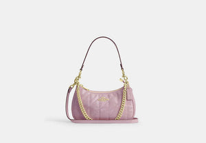 Teri Shoulder Bag With Quilting - Gold/Carnation