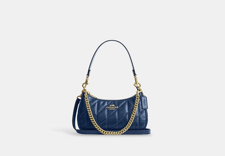 Teri Shoulder Bag With Quilting - Gold/Deep Blue