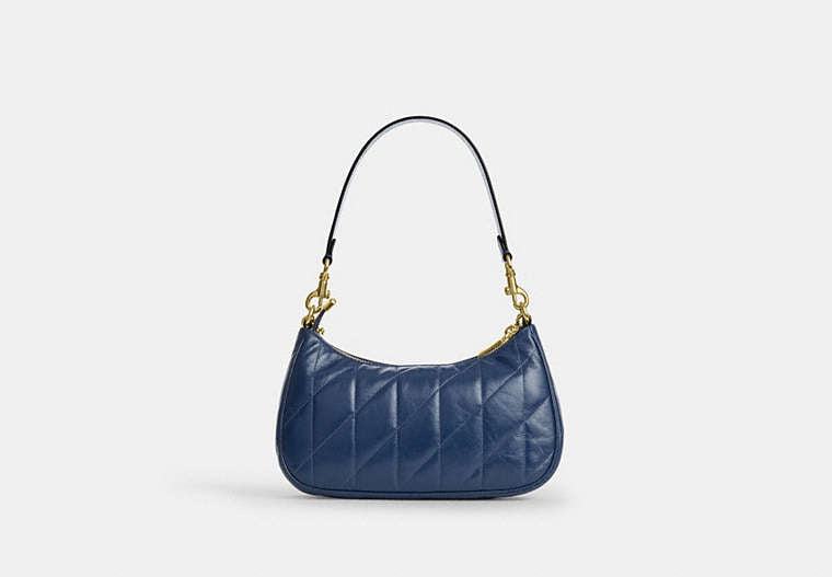 Teri Shoulder Bag With Quilting - Gold/Deep Blue