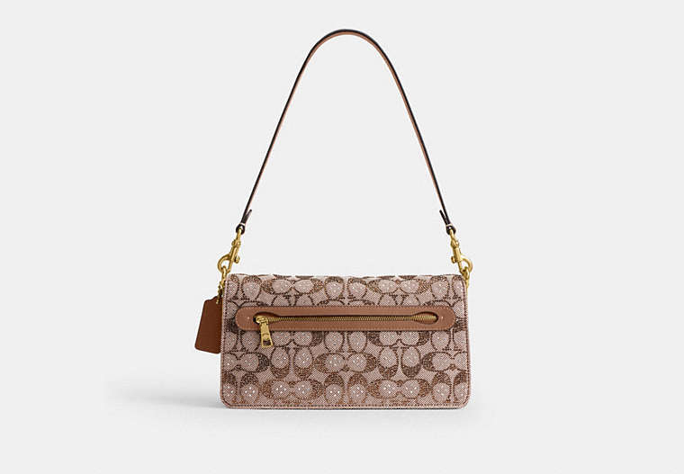 Tabby Shoulder Bag 26 In Crystal Signature Jacquard - Brass/MUSHROOM