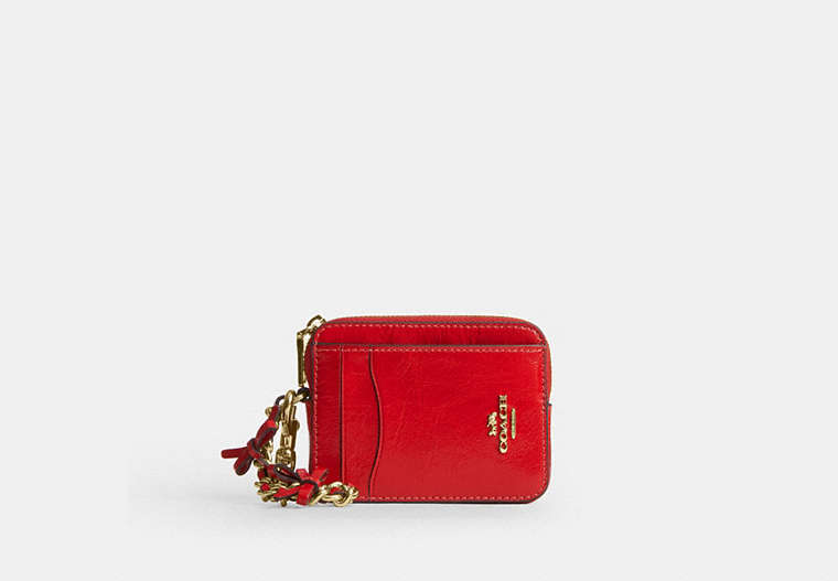 Zip Card Case - Gold/Bright Cherry