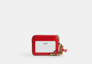 Zip Card Case - Gold/Bright Cherry