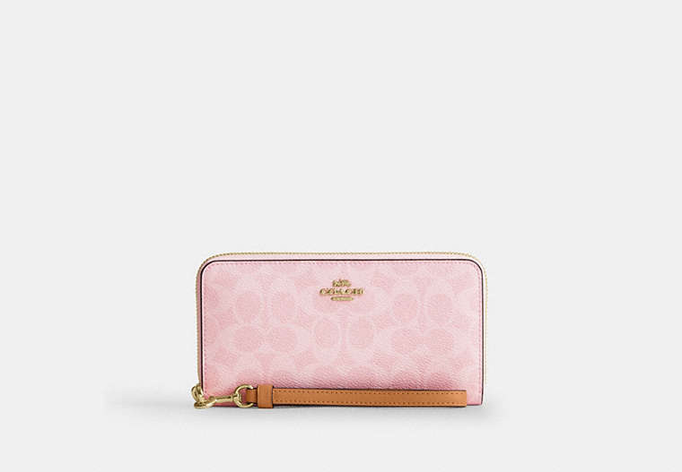 Long Zip Around Wallet - Gold/Powder Pink