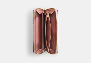 Long Zip Around Wallet - Gold/Powder Pink