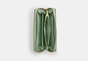 Long Zip Around Wallet - Gold/Pale Green