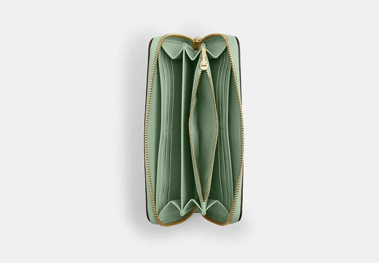 Long Zip Around Wallet - Gold/Pale Green