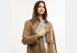 Long Zip Around Wallet - Gold/Pale Green