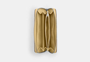 Long Zip Around Wallet - Silver/Washed Yellow