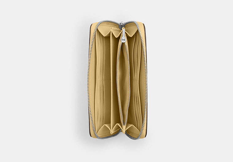 Long Zip Around Wallet - Silver/Washed Yellow