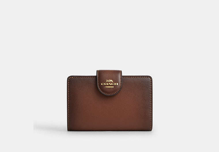 Medium Corner Zip Wallet - Gold/Redwood