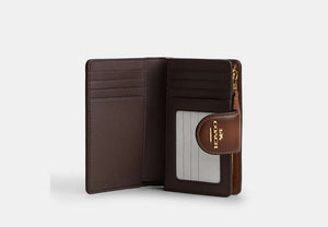 Medium Corner Zip Wallet - Gold/Redwood
