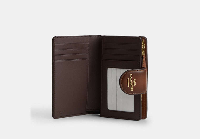 Medium Corner Zip Wallet - Gold/Redwood