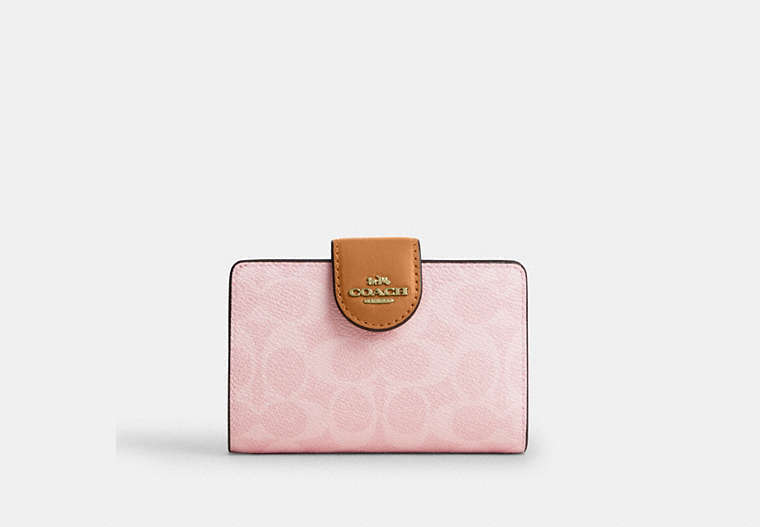 Medium Corner Zip Wallet - Gold/Powder Pink