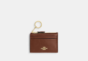 Mini Skinny ID Case In Signature Chenille - Gold/Redwood