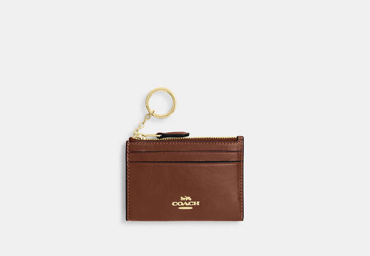 Mini Skinny ID Case In Signature Chenille - Gold/Redwood